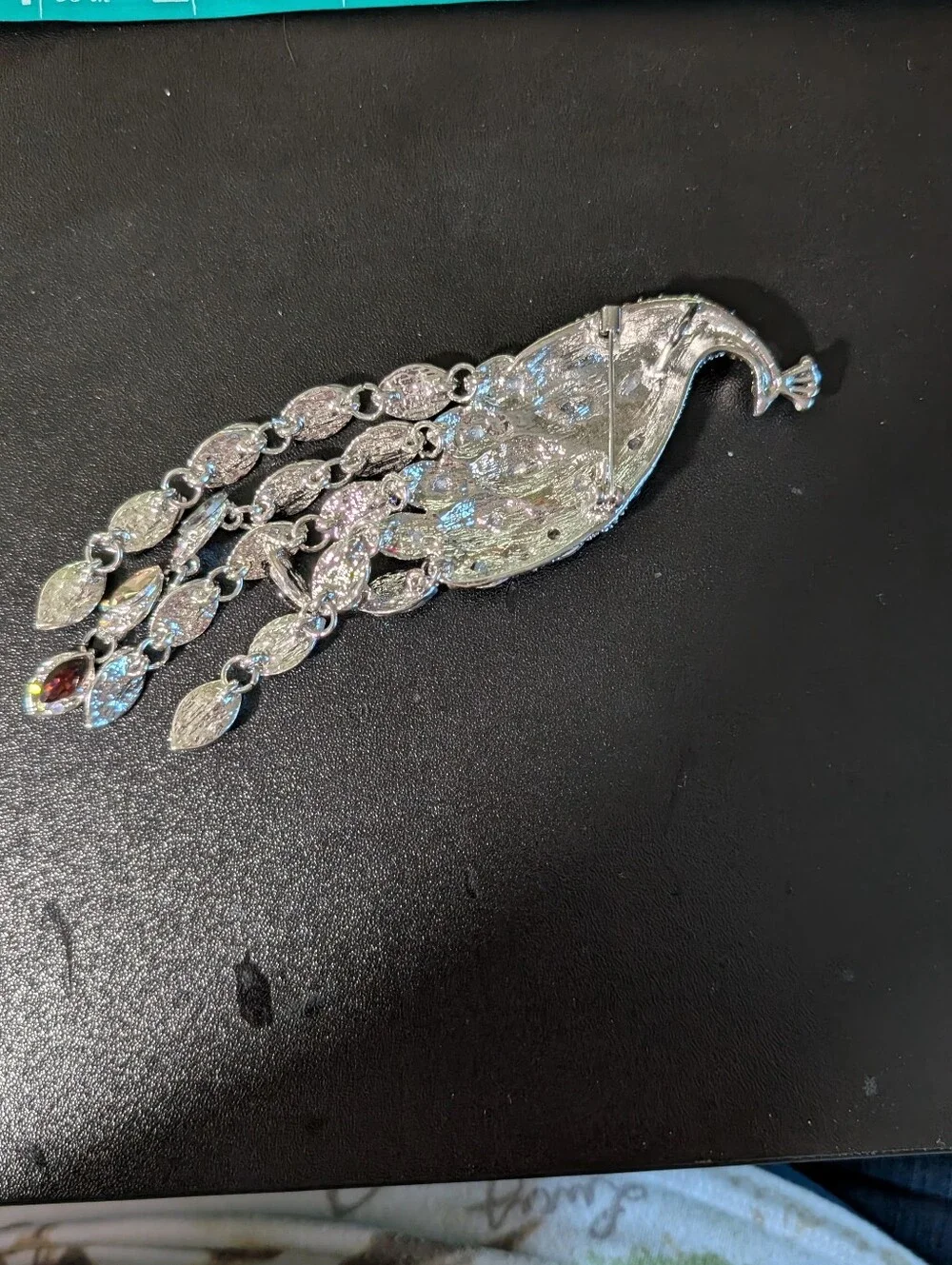 Crystal Peacock Tassel Brooch - Multicolor